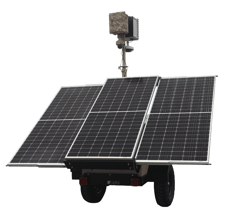surveillance-cameras-with-Solar-panel-sentryPODS-chariot solar surveillance camera trailer system